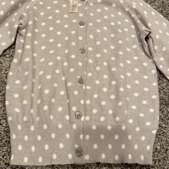 NWT Cherokee 5T girls, gray with white polkadot button up sweater/cardigan - Picture 5 of 7